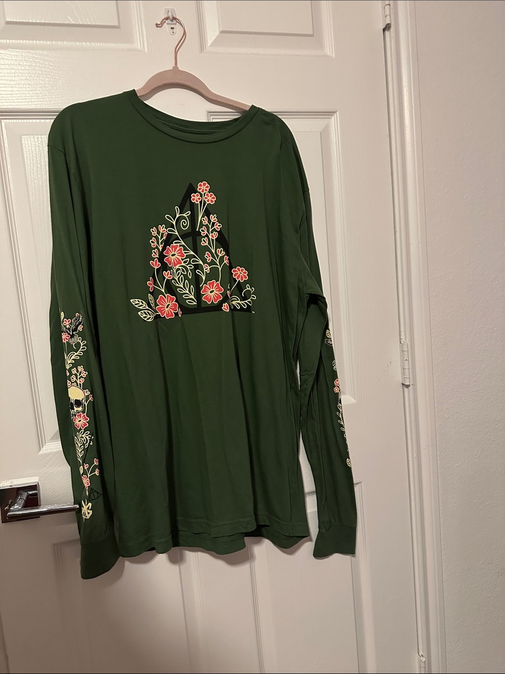 Forest Green Harry Potter Floral Long-Sleeve Women's Top XL